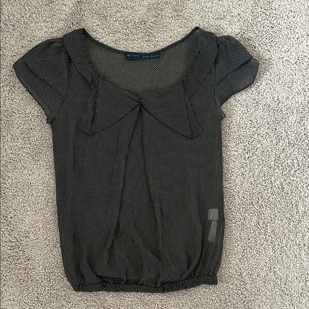 Zara Black and White Dotted Blouse